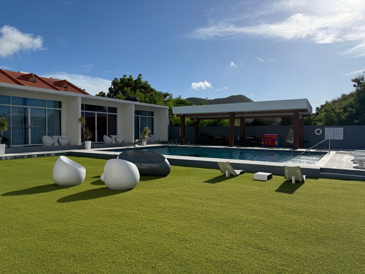 Rodney Bay villa pool and lawn Saint Lucia, Paris Villas