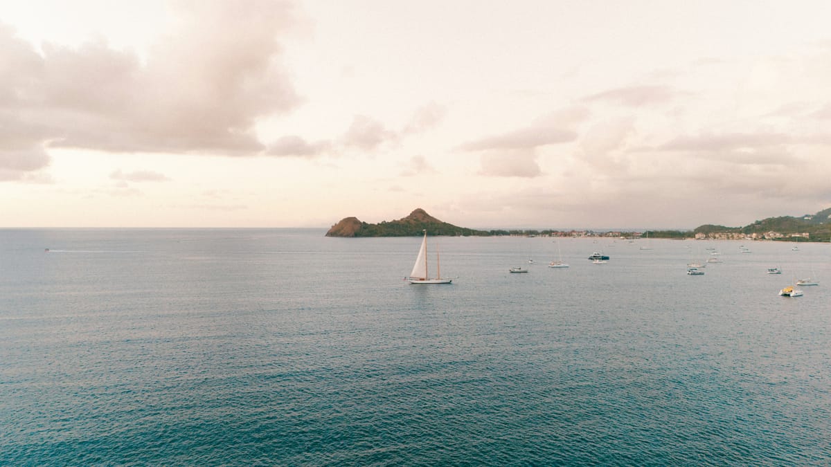 Saint Lucia Caribbean sea view with a sailboat